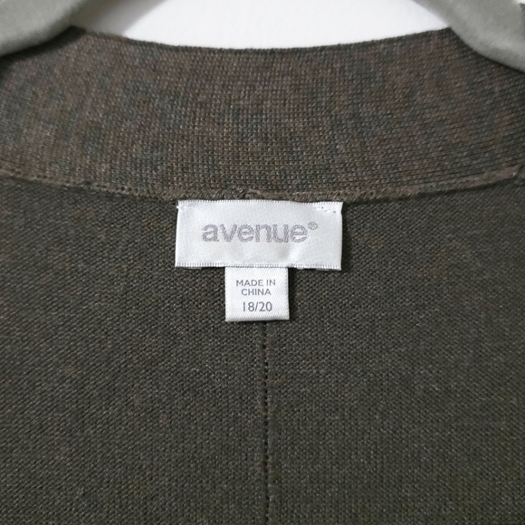 AVENUE Heather Taupe Grey Long Line Open Front Cardigan, Size 18/20, 2X - Picture 3 of 12